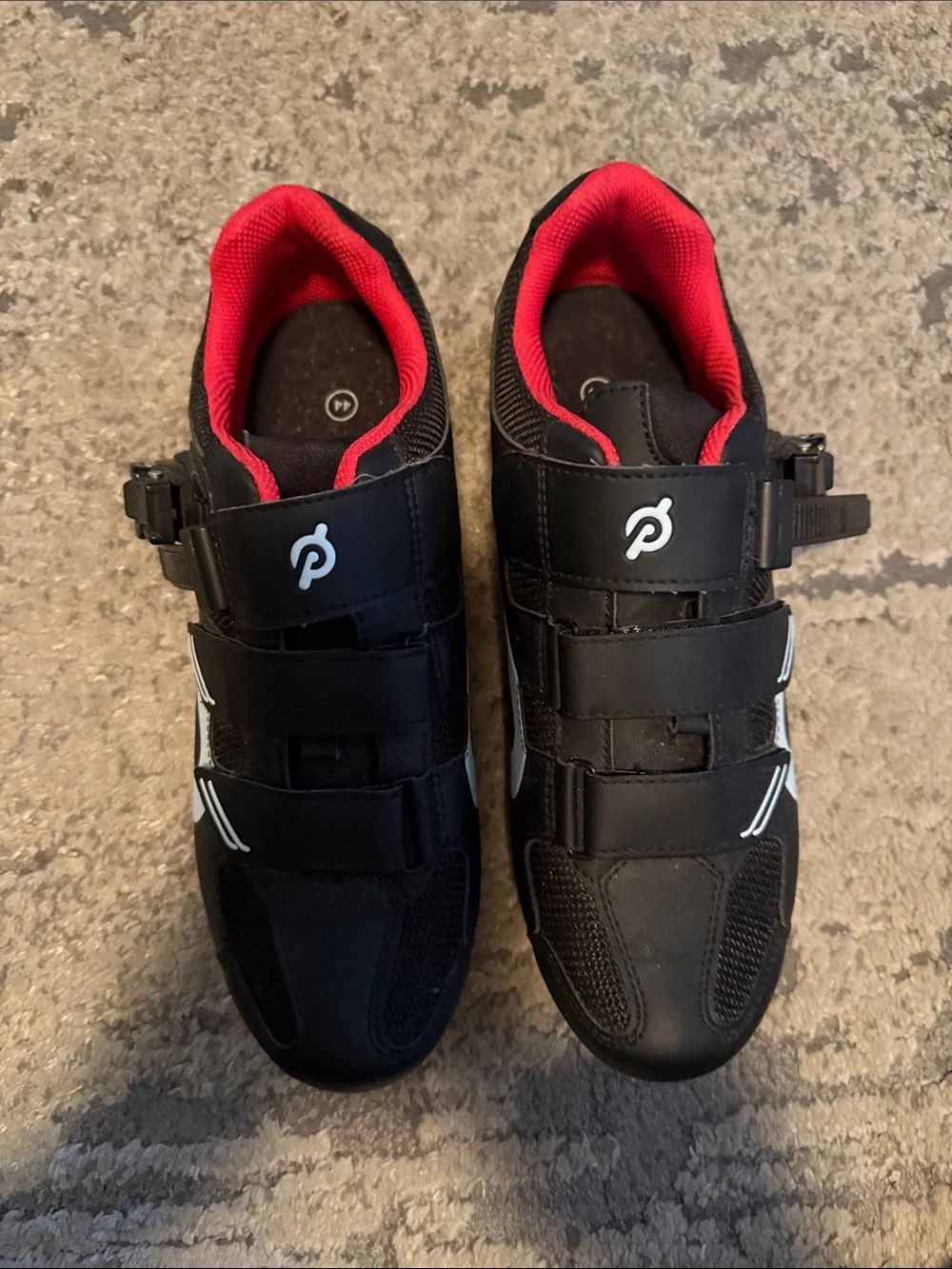 Peloton Black Athletic Cycling Shoes with Red Lining